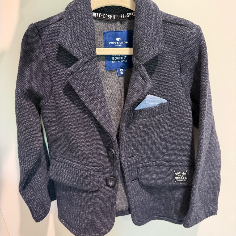 Kids Navy Gray soft Blazer Jacket